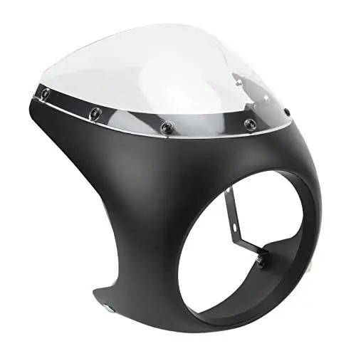 Produktbild: Scheinwerfer Verkleidung Abdeckung, 7in Front Motorrad Scheinwerfer Verkleidung Glatte Oberfläche Altern Beständige Wear Proof Fit Für Runde Scheinwerfer Motorrad (Mattschwarz und transparent)