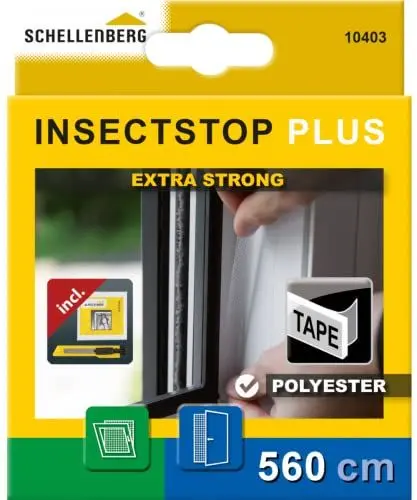 Produktbild: Schellenberg 10403 Klettband selbstklebend für Fliegengitter Fenster aus Polyester, Befestigungsband transparent 5,6 m inkl. Cuttermesser mit Andrückhilfe und Reinigungstuch