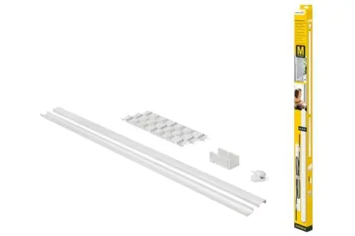 Produktbild: Schellenberg 20027 Kabelkanal und Kabel Organizer in einem, Kabel verstecken und ordnen einfach gemacht mit dem Kabelmanagement System M weiß 2,1 m, ohne Kabel kürzen, zum Kleben oder Schrauben