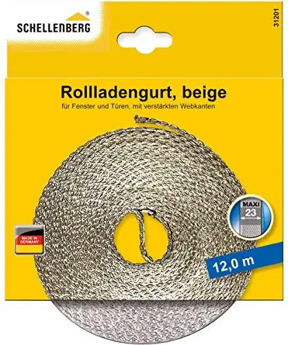 Produktbild: Schellenberg 31201 Rolladengurt 23 mm x 12 m System MAXI, Rollladengurt, Gurtband, Rolladenband, beige