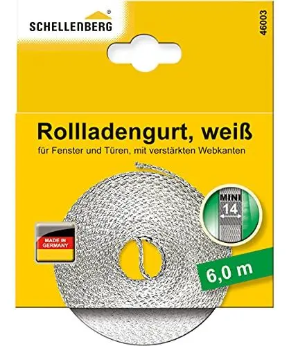Produktbild: Schellenberg 46003 Rolladengurt 14 mm x 6,0 m System MINI, Rollladengurt, Gurtband, Rolladenband, weiß