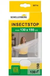 Produktbild: Schellenberg 50714 Fliegengitter für Fenster, Insektenschutz ohne Bohren, zuverlässiger Schutz gegen Mücken und Fliegen, inkl. Befestigungsband, 130 x 150 cm, weiß