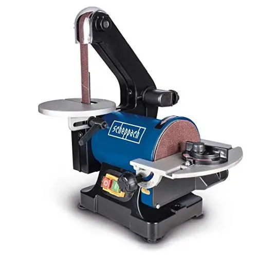 Produktbild: Scheppach BTS700 Bandschleifer (Tellerschleifer, 250W, Bandlänge 762mm-breite 25,4mm, SchleiftellerØ 125mm, 90°-45° verstellbarer Tisch, Geschwindigkeit 816m/min)