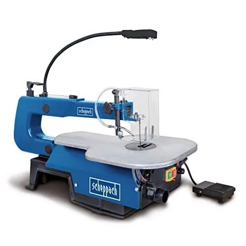 Produktbild: Scheppach Dekupiersäge Modellbausäge Deco-XL mit Fußpedal & XXL-Tisch | Variable Geschwindigkeit | 125 Watt | Schnitthöhe 50mm, Schnitttiefe 406mm, Absaugstutzen- Ø 35mm, 45° neigbarer Tisch
