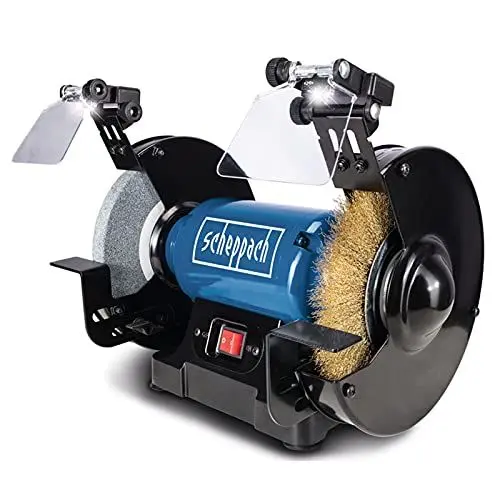 Produktbild: Scheppach Doppelschleifer SM200LB mit LED-Beleuchtung 230V | 500 Watt | Schleifstein 200x20mm | K36 | Drahtbürste 16mm Breite