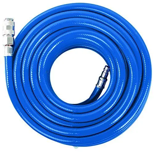 Produktbild: Scheppach Gewebe Druckluftschlauch für Kompressor | PVC 15 Meter Länge | mit Schnellkupplung & Nippel | Innen Ø 8mm | Druckluftkompressor Zubehör Kompressorschlauch