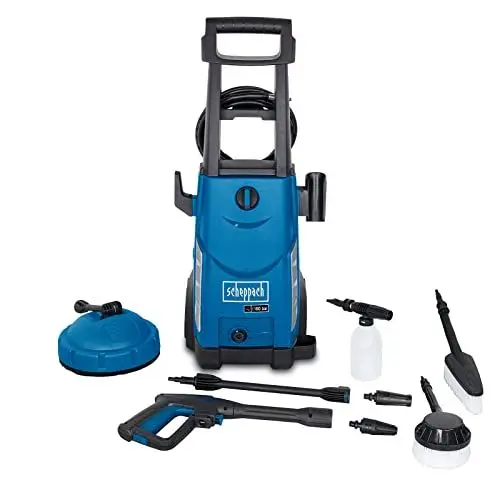 Produktbild: Scheppach Hochdruckreiniger HCE2400 mit 8-TLG. Zubehör | 5m Schlauch | 180bar | 230V 2400W | max. Fördermenge: 408 l/h | Ansaugfunktion | langlebige Aluminium Pumpe | inkl. Reinigungsmitteltank