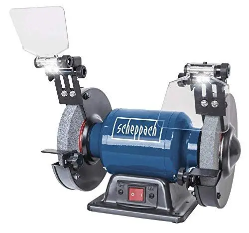 Produktbild: Scheppach Schleifgerät/Doppelschleifer SM150L | Schruppscheibe, Schlichtscheibe, Schleifstein | 400 W Leistung | Bohrung Durchmesser : 150/12,7 mm