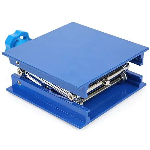 Produktbild: Scherenwagenheber für Labor, verstellbar, korrosionsbeständig, blau, galvanisiertes Aluminium, 100 x 100 mm