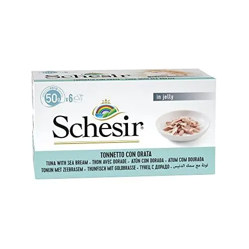 Produktbild: Schesir Cat Jelly Thunfisch mit Goldbrasse, Katzenfutter nass in Gelee, 1 x 6 Dosen x 50 g