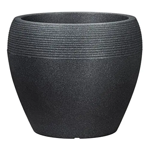 Produktbild: Scheurich Lineo, Pflanzgefäß aus Kunststoff, Schwarz-Granit, 40 cm Durchmesser, 32,7 cm hoch, 28 l Vol.