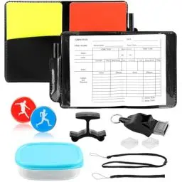 Produktbild: Schiedsrichter-Set, Fußball-Schiedsrichter-Karten-Set mit PVC rot gelbe Karte Pfeife Lanyard, Kurze Lanyard, Doppel-Clip und Tasche Scorebook für Fußball Fußballspiel(Wie abgebildet)