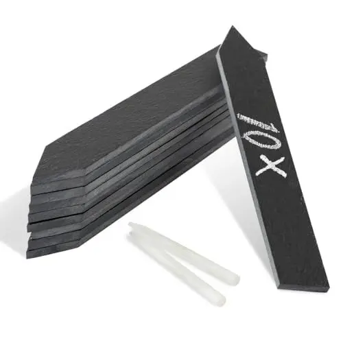 Produktbild: 10 Stück Schiefer Pflanzenschilder zum Beschriften, 20 x 3 cm Pflanzenschilder Schiefer, Pflanzschilder für Draussen Wetterfest, Kräuterschilder Beet Schilder Pflanzenstecker Set