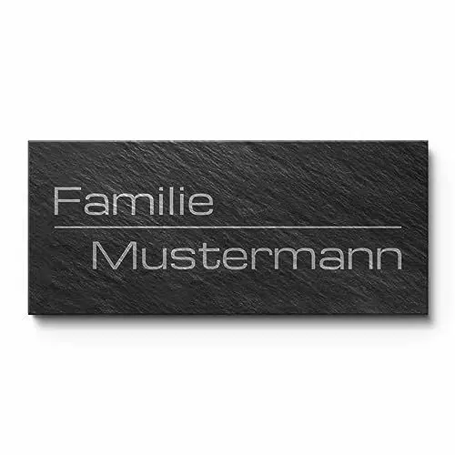 Produktbild: Schiefer Türschilder mit Gravur | Namensschild Briefkastenschild selbstklebend/blank Klingelschild mit mehr als 80 Motive | Größe ab 8x3,5 cm