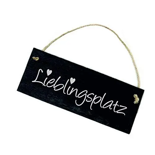 Produktbild: Schiefertafel Lieblingsplatz - Schild mit Herzen - Türschild 22 x 8 cm | Dekolando