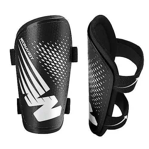 Produktbild: Schienbeinschoner Kinder Fussball Shin Pads - Fußball Ausstattung Mit Verstellbarem Klettverschluss- Leicht rutschfest Aeeignet für Jungen Mädchen im Alter von 2 bis 18 Jahren - Schwarz Medium