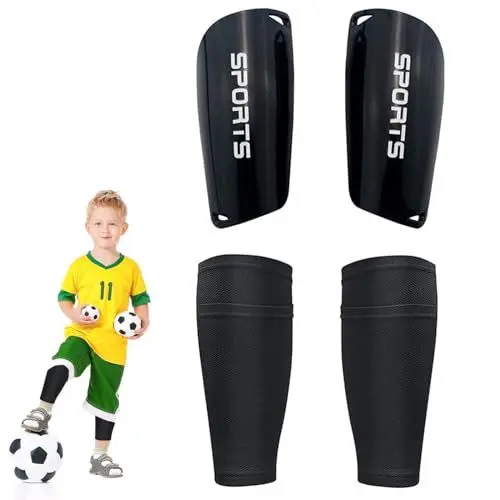 Produktbild: Schienbeinschoner Set,Schienbeinschoner Kinder Fussball,Jugendliche Fußball Shin Guards,Schienbeinschoner Fußball mit Anti-Rutsch Ärmel,Langlebige Schutz Socken Set für Jahre 3-8 Jungen y Mädchen