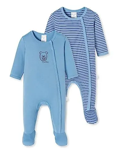 Produktbild: Schiesser Baby-Jungen 2PACK Strampler mit Fuß Bio Baumwolle-Made in Europe Kleinkind-Schlafanzüge, Mehrfarbig, 92