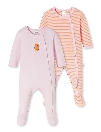 Produktbild: Schiesser Baby-Mädchen 2PACK Strampler mit Fuß Bio Baumwolle-Made in Europe Kleinkind-Schlafanzüge, Mehrfarbig, 62