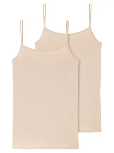 Produktbild: Schiesser Damen 2 Pack Spaghetti Top Unterhemd Bio Baumwolle - 95/5 Organic Unterwäsche, Haut_174388, 44 EU