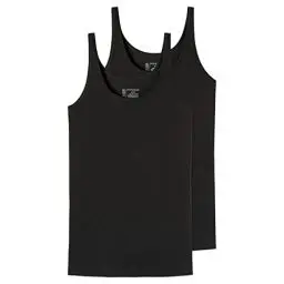 Produktbild: Schiesser Damen 2 Pack Trägertop Unterhemd Bio Baumwolle - 95/5 Organic Unterwäsche, Schwarz_174389, 36 EU