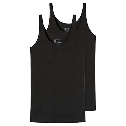 Produktbild: Schiesser Damen 2 Pack Trägertop Unterhemd Bio Baumwolle - 95/5 Organic Unterwäsche, Schwarz_174389, 36 EU