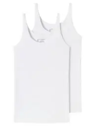 Produktbild: Schiesser Damen 2 Pack Trägertop Unterhemd Bio Baumwolle - 95/5 Organic Unterwäsche, Weiß_174389, 44 EU