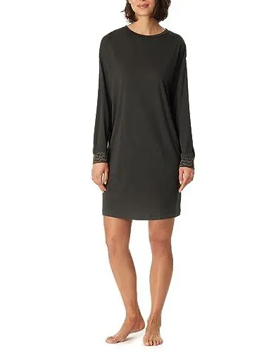 Produktbild: Schiesser Damen Langarm Baumwolle Modal Sleepshirt mit Taschen Bigshirt-Nightwear Nachthemd, anthrazit, 38