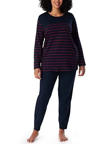 Produktbild: Schiesser Damen Schlafanzug Set lang Baumwolle Modal - Nightwear, nachtblau_161069, 36