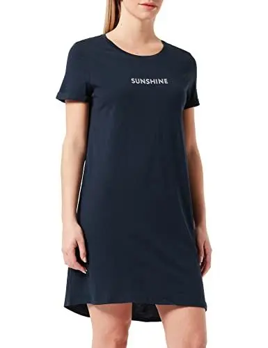Produktbild: Schiesser Damen Sleepshirt 1/2 Arm, 85cm Nachthemd, Dunkelblau, 34