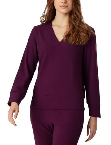 Produktbild: Schiesser Damen Sweatshirt Schlafshirt warm und kuschelig Lounge-Mix + Relax, Pflaume, 44