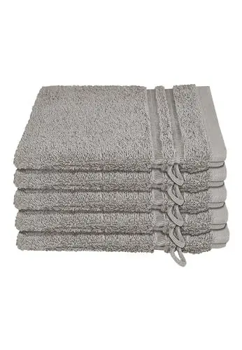 Produktbild: Schiesser Frottier Waschhandschuh Milano im 5er Set | 100% Baumwolle aus nachhaltiger Produktion | weich, saugstark, farbecht | 16x22cm | Hellgrau