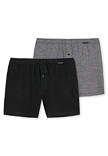 Produktbild: Schiesser Herren 2 PACK Boxershorts Baumwolle Jersey weich Multipack - Jerseyboxer, schwarz_168446, 4/ S