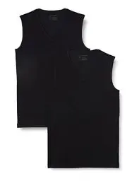 Produktbild: Schiesser Herren 2 Pack Unterhemd V-ausschnitt Mit Breiter Schulter - 95/5 Organic Unterwäsche, Schwarz_173981, S EU