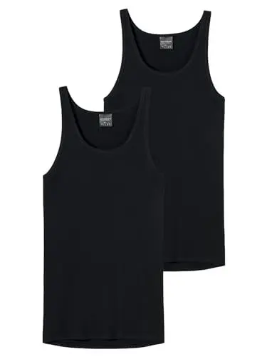Produktbild: Schiesser Herren 2 Pack Unterhemd ohne Arm-Original Feinripp Unterwäsche, schwarz_005121, 9/ 3XL (2er Pack)