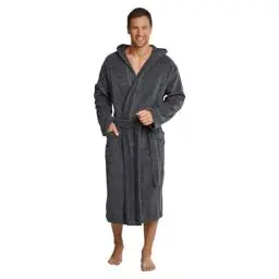 Produktbild: Schiesser Herren Bademantel mit Kapuze, Grau (200-grau), XL