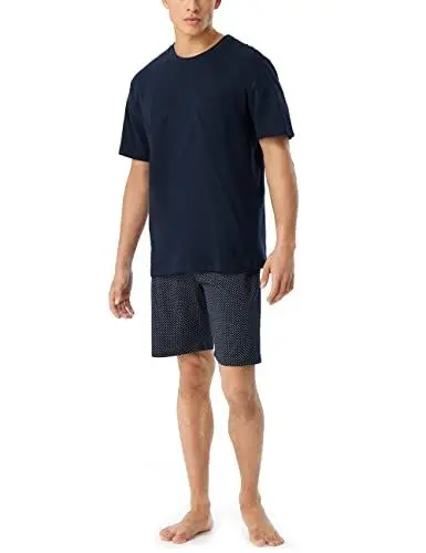 Produktbild: Schiesser Herren Schlafanzug kurz Rundhals - Nightwear Set, blau_159634, 52/ L