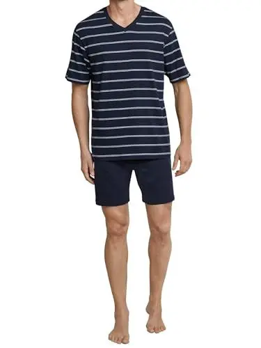 Produktbild: Schiesser Herren Schlafanzug kurz V-Ausschnitt - Nightwear Set, Dunkelblau_159621, XL