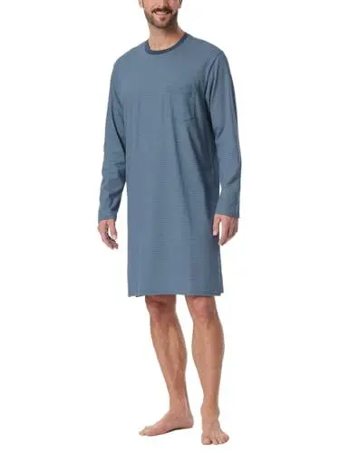Produktbild: Schiesser Herren Langarm Weiche Baumwolle-Comfort Essentials Nachthemd, blaugrau_182022, 50