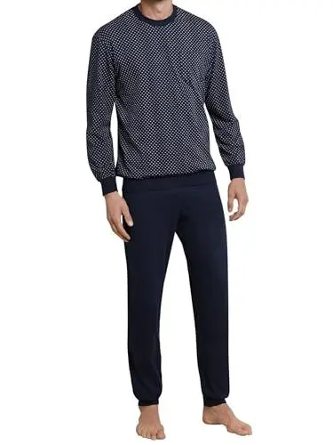 Produktbild: Schiesser Herren Schlafanzug Lang Mit Bündchen - Nightwear Pyjamaset, Dunkelblau_159620, 52 EU