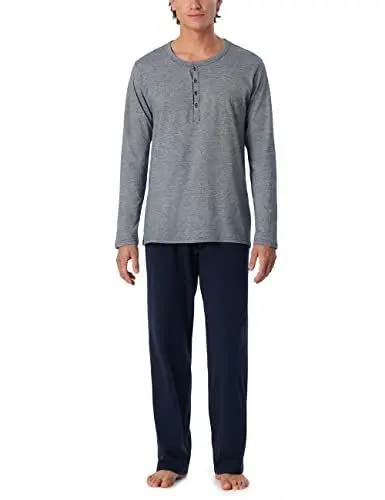 Produktbild: Schiesser Herren Schlafanzug lang Pyjamaset, Blau 800, 98