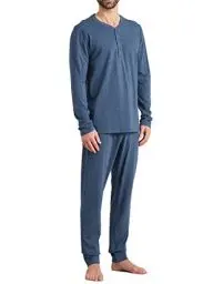 Produktbild: Schiesser Herren Schlafanzug lang Pyjamaset, Jeansblau, 56