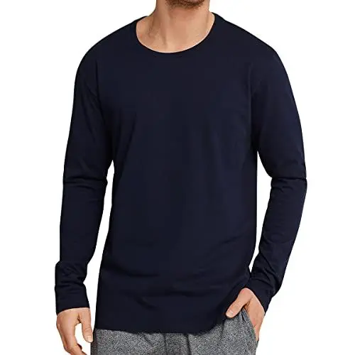 Produktbild: Schiesser Herren Schlafshirt Langarm Rundhals - Mix + Relax Schlafanzugoberteil, Dunkelblau_163835, M EU