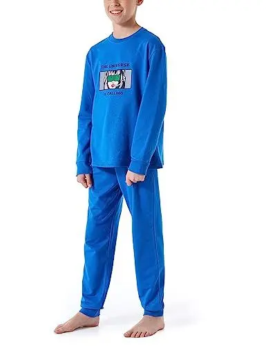 Produktbild: Schiesser Jungen Schlafanzug Set Pyjama Warme Qualitäten Frottee-Fleece-Interlock-Größe 140 Bis 176 Pyjamaset, Blau_179996