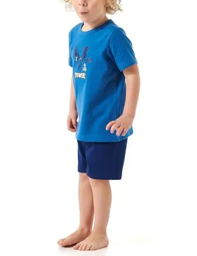 Produktbild: Schiesser Jungen Schlafanzug Set Pyjama kurz-100% Organic Bio Baumwolle-Größe 92 Pyjamaset, blau_181068, 140