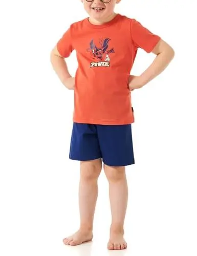 Produktbild: Schiesser Jungen Schlafanzug Set Pyjama kurz-100% Organic Bio Baumwolle-Größe 92 bis 140 Pyjamaset, rot_181068, 104