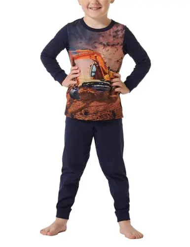 Produktbild: Schiesser Jungen Schlafanzug Set Pyjama lang-100% Organic Bio Baumwolle-Größe 140 Pyjamaset, dunkelblau_181860, 92