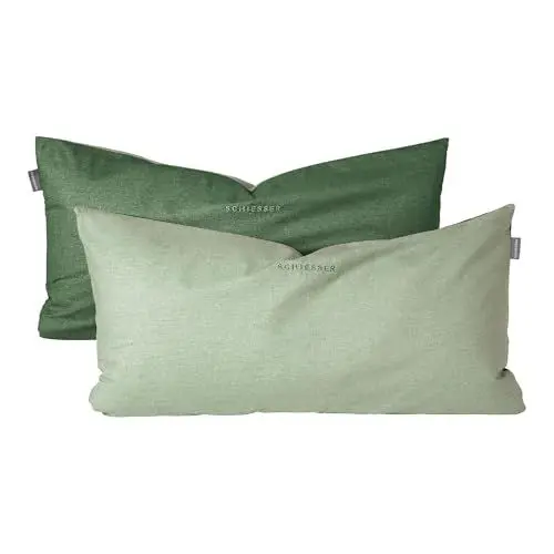 Produktbild: Schiesser Kissenhüllenset Doubleface | 2-teilig | Zweifarbig | Renforcé | 100% Baumwolle | Oeko-Tex Zertifiziert | Reißverschluss | 40x80cm | Grün