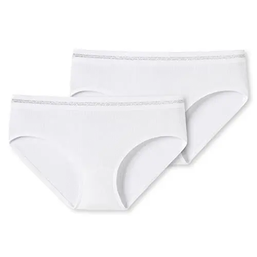 Produktbild: Schiesser Mädchen 2 Pack Panties Hipster - Organic Cotton Rippe Unterwäsche, Weiss_179146, 164 EU