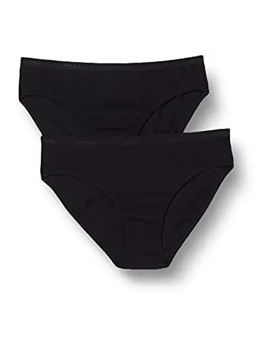 Produktbild: Schiesser Mädchen 2 Pack Slips - 95/5 Organic Bio Baumwolle Größe 140 Bis 176 Unterwäsche, Schwarz_173522, 140 EU